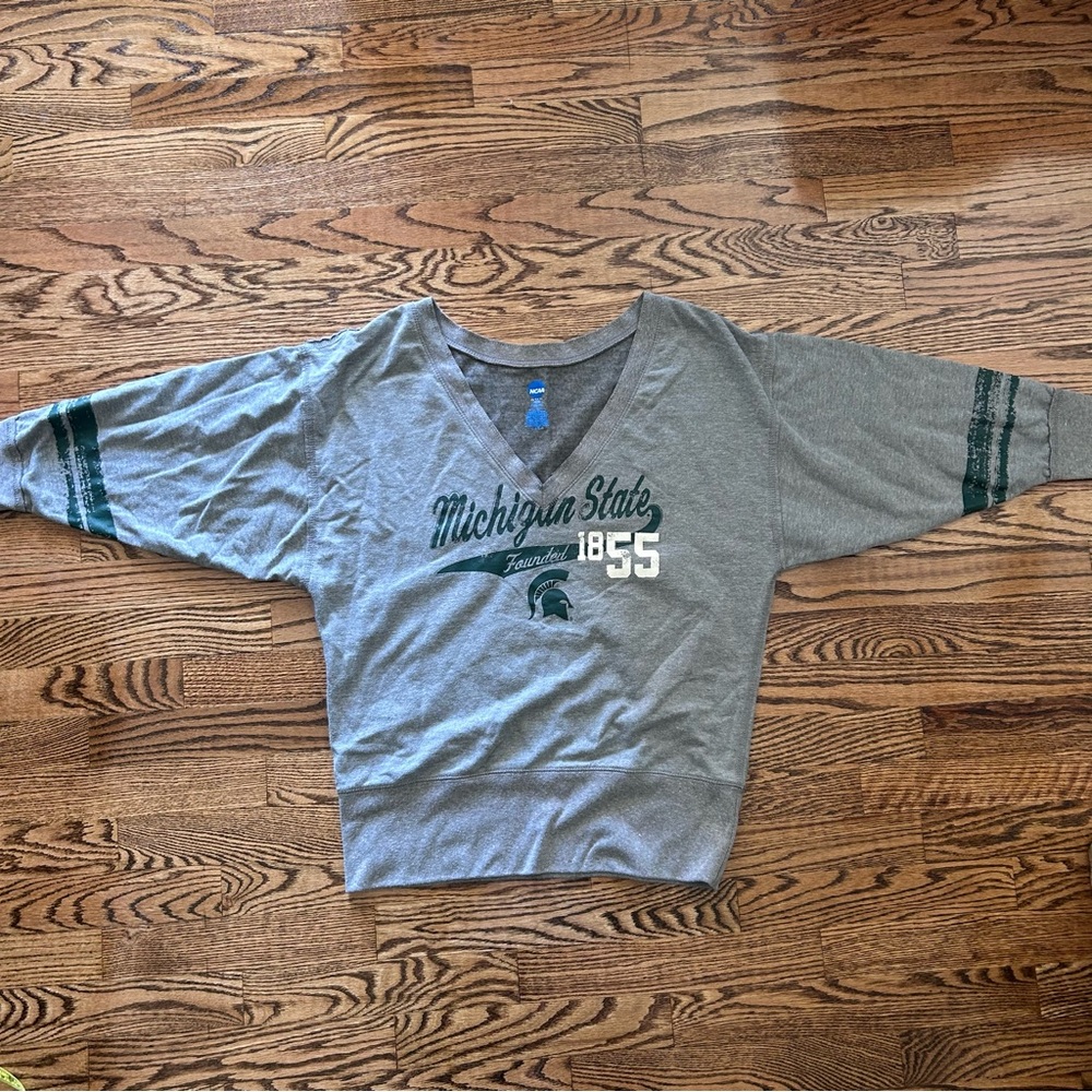 NCAA Michigan State deep V neck sweatshirt gray women's XL